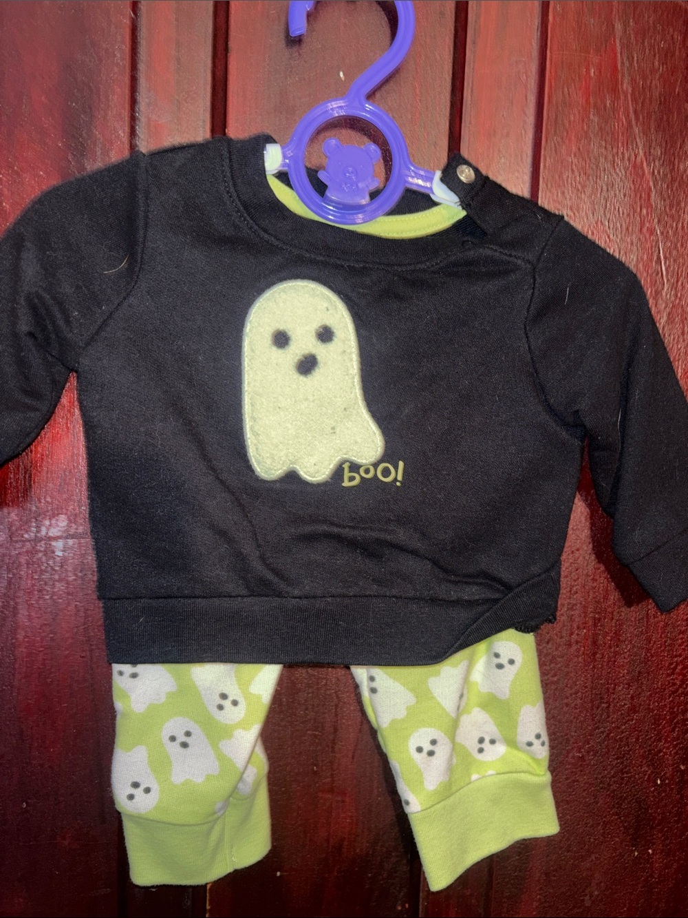 Cat & Jack Black and Lime Ghost Pajama Set